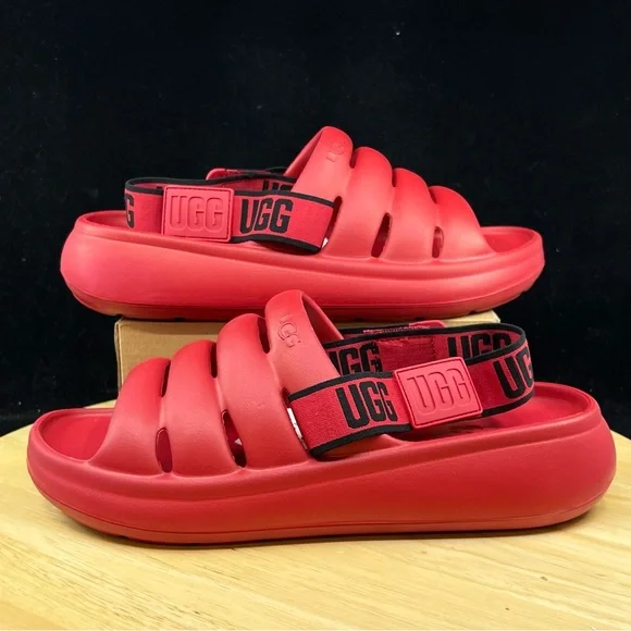 UGG | Shoes | Ugg Sport Yeah Mens Slides Sandals Red Black  display picture 2